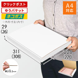 【クロネコゆうパケット・クリックポスト】厚さ3cm・N式ケース（白・A4サイズ）