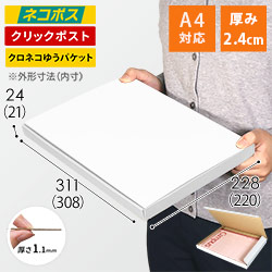 【クロネコゆうパケット・クリックポスト】厚さ2.4cm・N式ケース（白・A4サイズ）