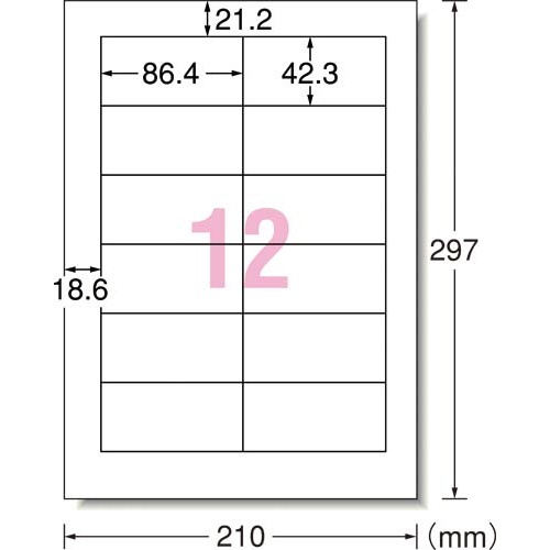 紙ラベル　レーザー用　Ａ４　１２面四辺余白１００枚