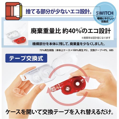 ホワイパースイッチ交換テープ　６ｍｍ　レッド１０個