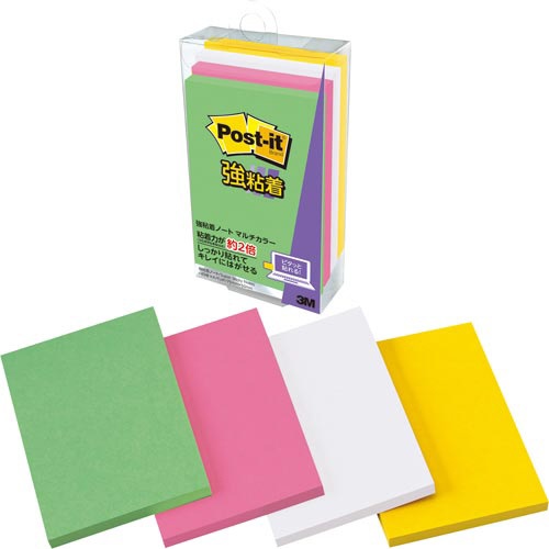 【廃番商品】ポストイット強粘着マルチカラー８　７５×５０　４冊