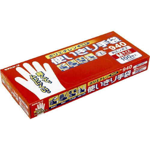ポリエチレン手袋　Ｎｏ．９４０　Ｍ１００枚×２４箱