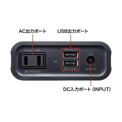モバイルバッテリー（ＡＣ・ＵＳＢ出力対応）