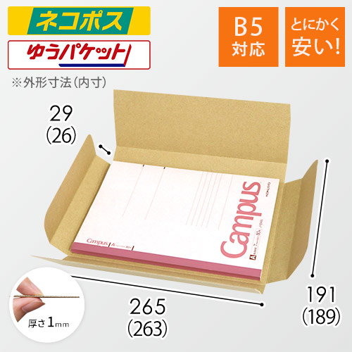 ★ ★新商品【200枚】新規格B5サイズ  ネコポス対応 段ボール箱