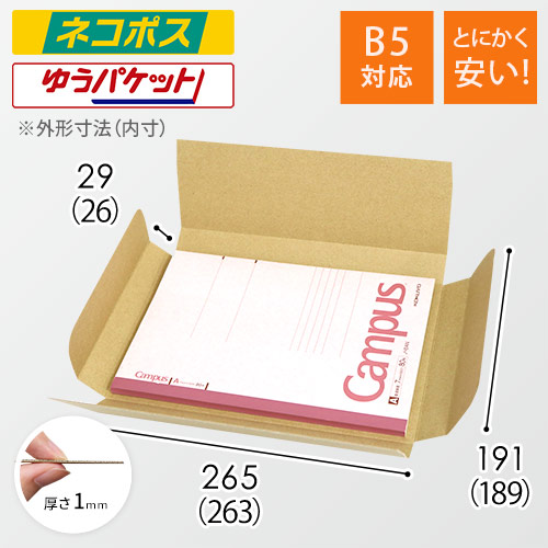 【とにかく安い】厚さ3cm・ヤッコ型ケース（B5サイズ・ネコポス）