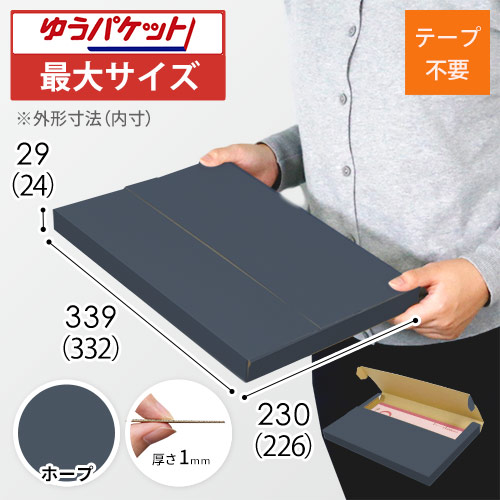【青色・ホープ】厚さ3cm・テープレスケース（A4サイズ・クリックポスト・ゆうパケット）
