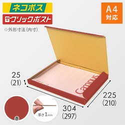 【赤色】厚さ2.5cm・N式ケース（A4サイズ・ネコポス・クリックポスト）