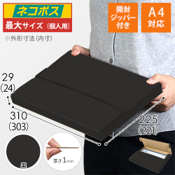 【黒色】厚さ3cm・テープレスケース（A4サイズ・ネコポス・クリックポスト）