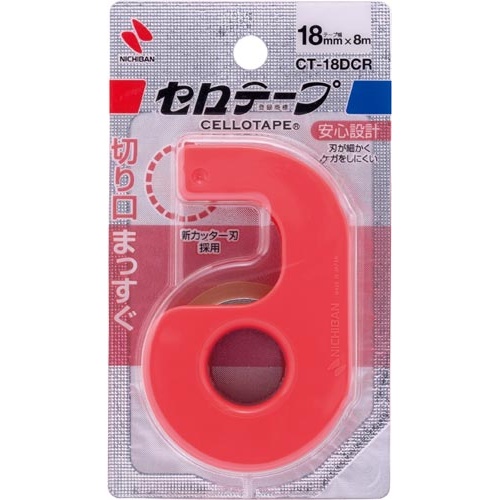 セロテープ小巻カッター付まっすぐ切れるタイプ赤×５