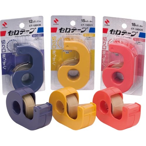 セロテープ小巻カッター付まっすぐ切れるタイプ赤×５