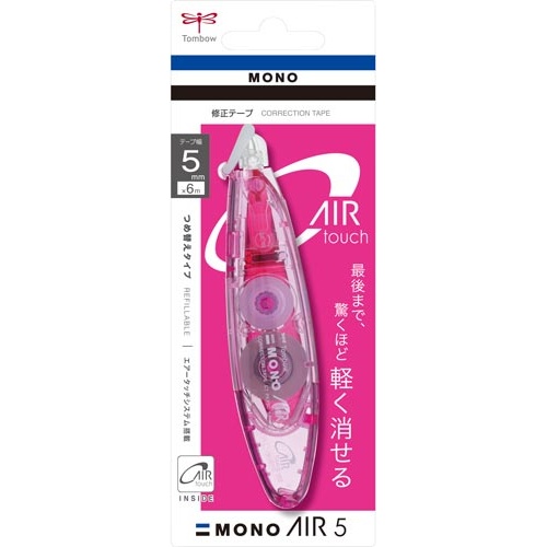 修正テープ　モノエアーペン型詰替５ｍｍピンク×１０