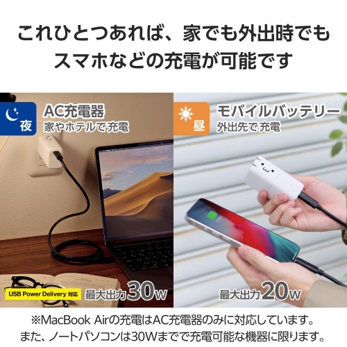 モバイルバッテリー　コンセント　一体型　しろちゃん