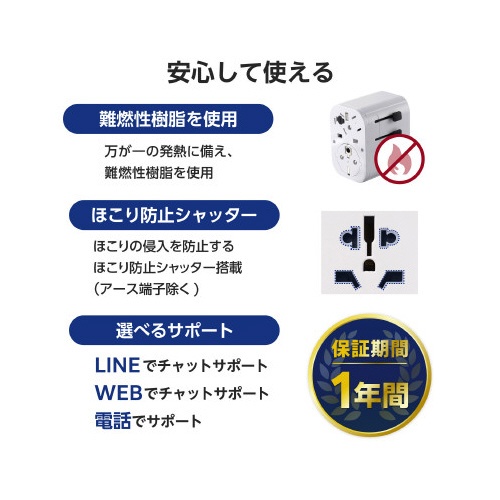 海外用マルチ変換アダプタ　Ａ×３　白