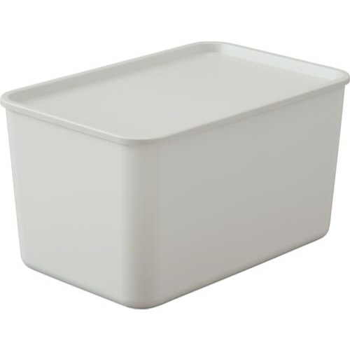 【廃番商品】積み重ねられるふた付き収納ボックス　Ｌグレー