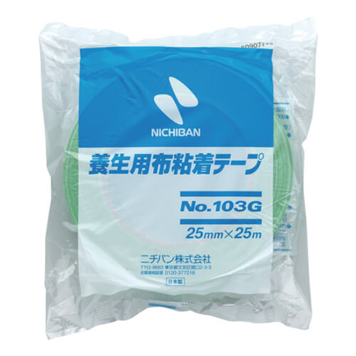 ニチバン 養生用布粘着テープ103G ライトグリーン 25mm×25m 103G25