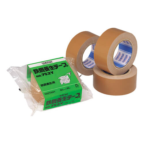 【廃番商品】養生テープ50mm×30m　茶　【積水 鉄鋼養生用布テープ＃７５２Ｙ ５０Ｘ３０】