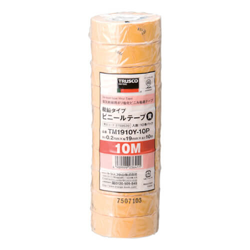 トラスコ中山 脱鉛タイプ ビニールテープ 19mm×10m 黄 TM1910Y-10P（10巻入）