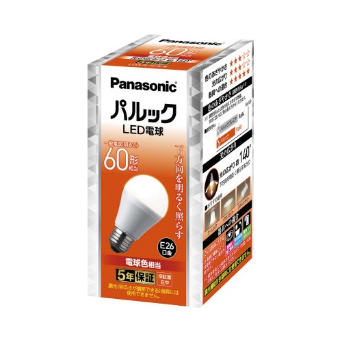パルック　ＬＥＤ電球　Ｅ２６　６０形　電球色　３個