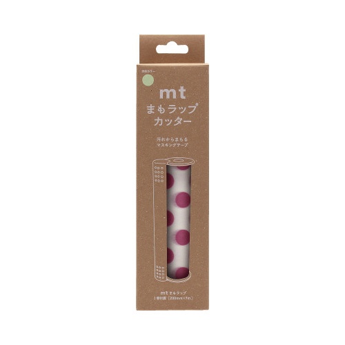 まもラップカッター　ライトグリーン×ドット・ピンク