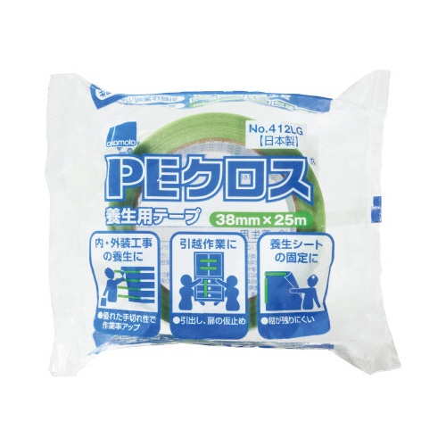養生クロステープ　Ｎｏ．４１２緑３８ｍｍ　３６巻