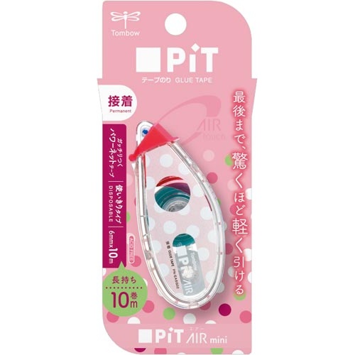 テープのりピットエアーミニ　ドットピンク×５