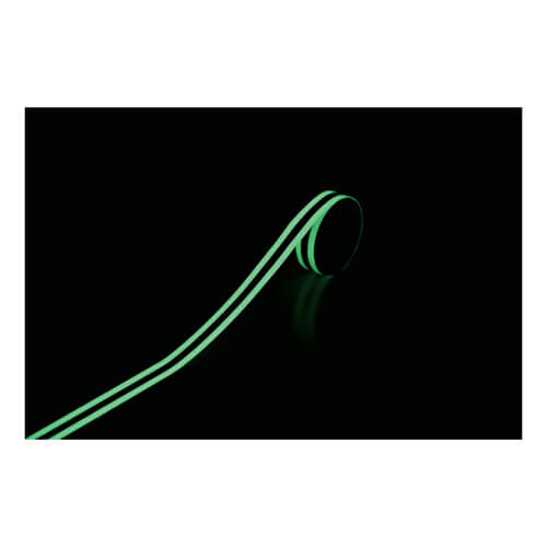 【廃番商品】蓄光テープ25mm×5m　緑　【緑十字 高輝度蓄光＋再帰反射ラインテープ レフナス−２５５ ２５ｍｍ幅×５ｍ 屋内用 ＰＥＴ】