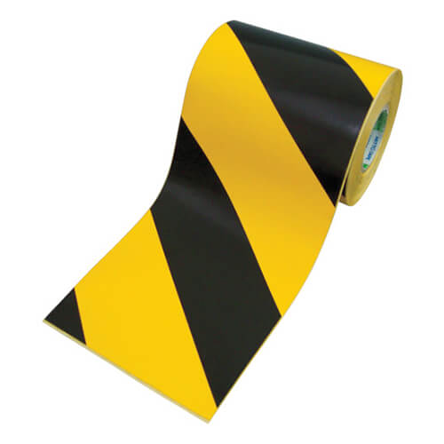 【廃番商品】標識テープ450mm×10m　黄/黒　【日東 トラテープ ３型（ストライプ） ４５０ｍｍ×１０ｍ イエロー／ブ
