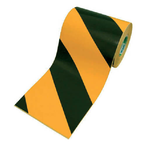 【廃番商品】標識テープ900mm×10m　黄/黒　【日東 トラテープ ３型（ストライプ） ９００ｍｍ×１０ｍ イエロー／ブ