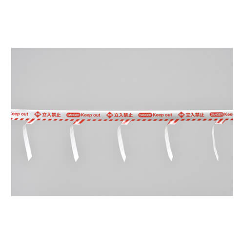 【廃番商品】標識テープ80mm×50m　銀/赤　【緑十字 バリケードテープα（標識テープ） 危険立入禁止 ＢＴ−８０Ｃ ８