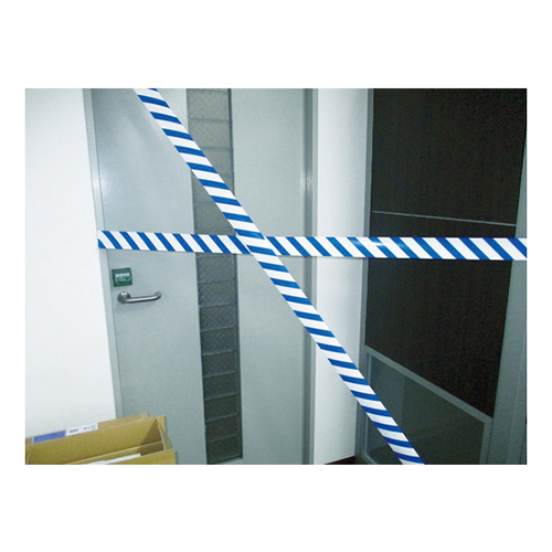 日東エルマテ 危険標示テープ シマ模様 両面印刷 60mm×50ｍ ブルー/ホワイト DM7