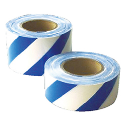 日東エルマテ 危険標示テープ シマ模様 両面印刷 60mm×50ｍ ブルー/ホワイト DM7