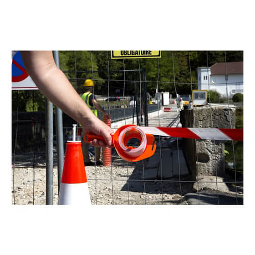 【廃番商品】標識テープ50mm×100m　赤/白　【ＮＯＶＡＰ ホルダー付き表示テープ ＳＰＥＥＤ ＴＡＰＥ［［Ｒ上］］用