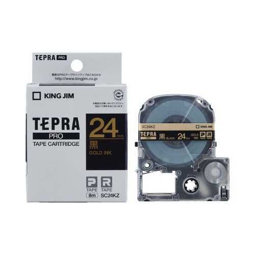 テプラ　ＰＲＯテープ　パステル黒色金字２４ｍｍ