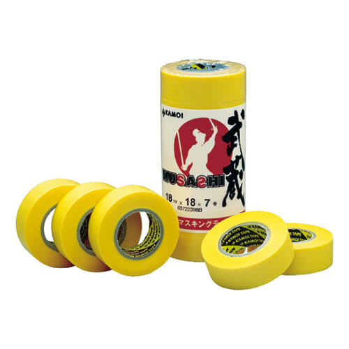 カモ井 和紙マスキングテープ 武蔵 15mm×18m 黄 MUSASHIJAN-15（8巻入）
