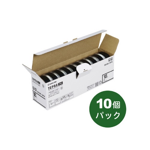 テプラ　ＰＲＯテープ　エコ白色１８ｍｍ黒文字１０個