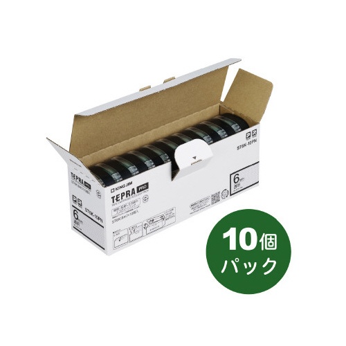 テプラ　ＰＲＯテープ　エコ透明６ｍｍ黒文字　１０個