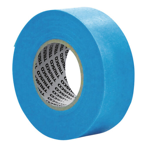 【廃番商品】マスキングテープ24mm×18m　青　【ＴＲＵＳＣＯ マスキングテープ（ガラス用） ２４ｍｍＸ１８ｍ ５巻入】