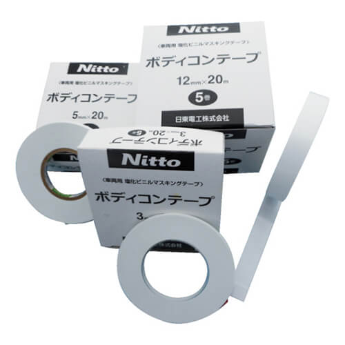 【廃番商品】マスキングテープ12mm×20m　白　【日東 車両塗装用マスキングテープ ボディコンテープ １２ｍｍ×２０ｍ（５巻入） ホワイト】