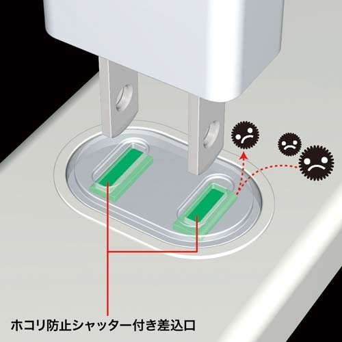 【廃番商品】ＯＡタップ　２Ｐ　３個口２ｍ　火災予防タップ×３