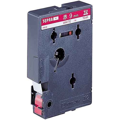 テプラ　ＴＲテープ　パステル赤ラベル　９ｍｍ黒文字