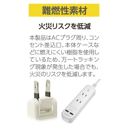 【廃番商品】ＡＣタップ＆ＵＳＢ　２＋２　１．０ｍ　雷ガード