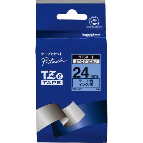 ピータッチ　ラミネート青色テープ２４ｍｍ　黒文字