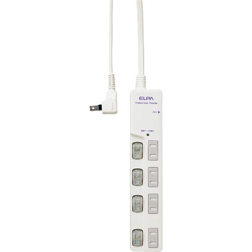 【廃番商品】ＯＡタップ　２Ｐ　４個口　５ｍ　雷　個別スイッチ付