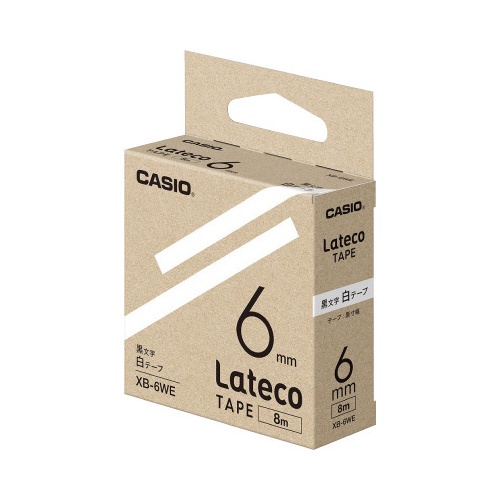 ＬＡＴＥＣＯ　白色テープ　６ｍｍ　黒文字