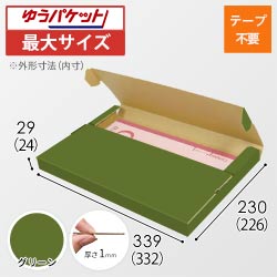【グリーン色】厚さ3cm・テープレスケース（A4サイズ・クリックポスト・ゆうパケット）