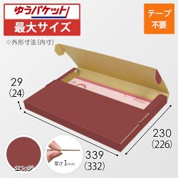 【エンジ色】厚さ3cm・テープレスケース（A4サイズ・クリックポスト・ゆうパケット）