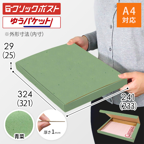 【青菜色】厚さ3cm・N式ケース（A4サイズ・クリックポスト・ゆうパケット）