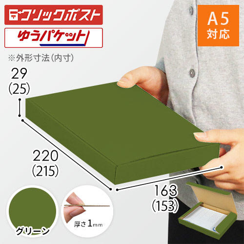 【グリーン色】厚さ3cm・N式ケース（A5サイズ・クリックポスト・ゆうパケット）