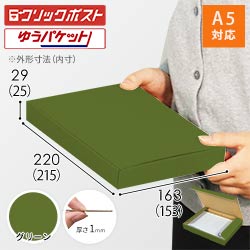 【グリーン色】厚さ3cm・N式ケース（A5サイズ・クリックポスト・ゆうパケット）