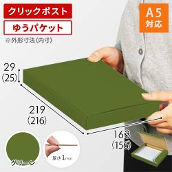 【グリーン色】厚さ3cm・N式ケース（A5サイズ・クリックポスト・ゆうパケット）